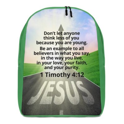 1 Timothy 4:12 Verse Backpack – Green