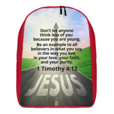 1 Timothy 4:12 Verse Backpack – Red