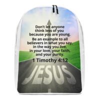 1 Timothy 4:12 Verse Backpack – White
